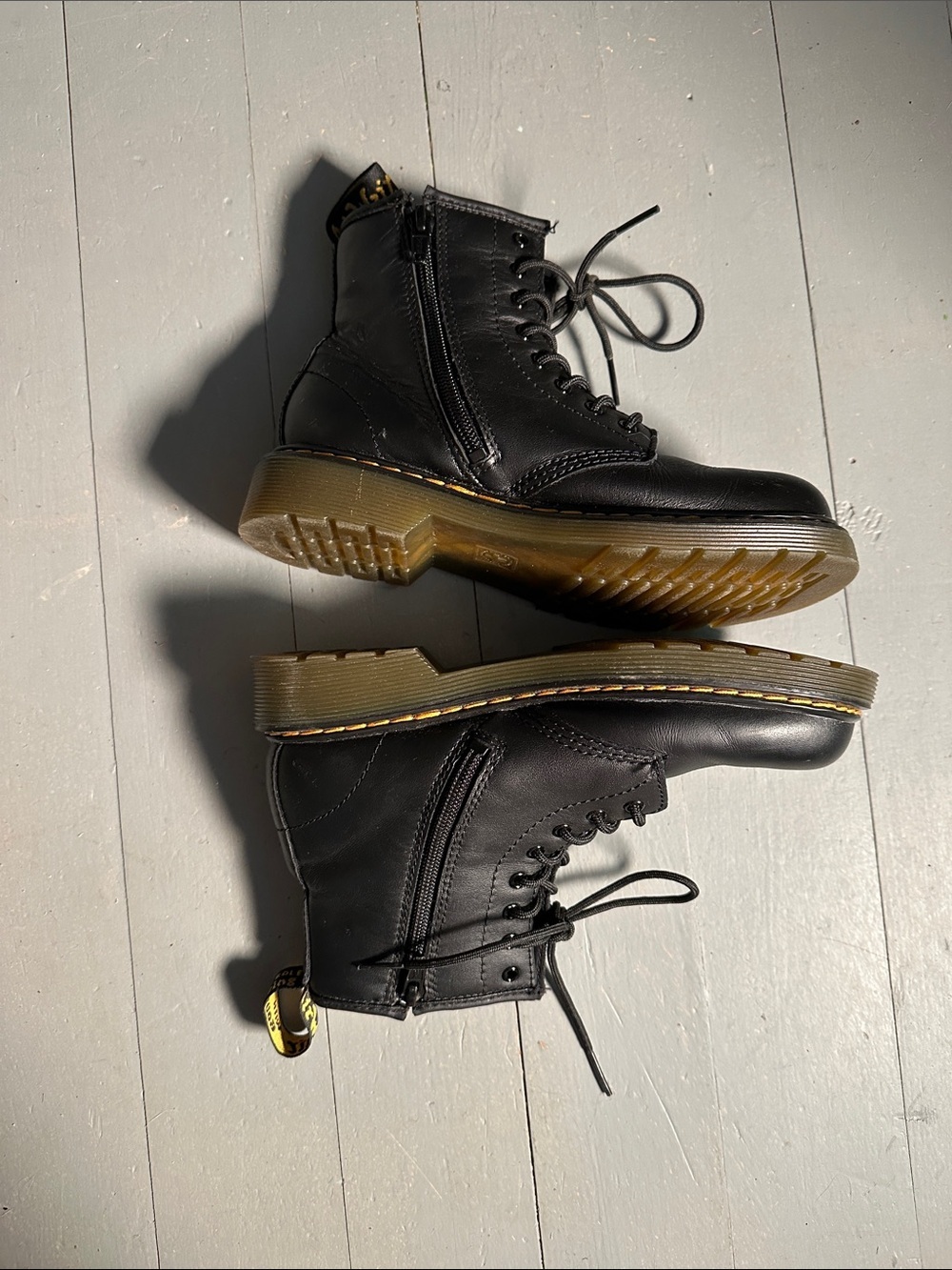 Dr. Martens Black Kids Lace-Up Combat Boots 1460 - Picture 2 of 14